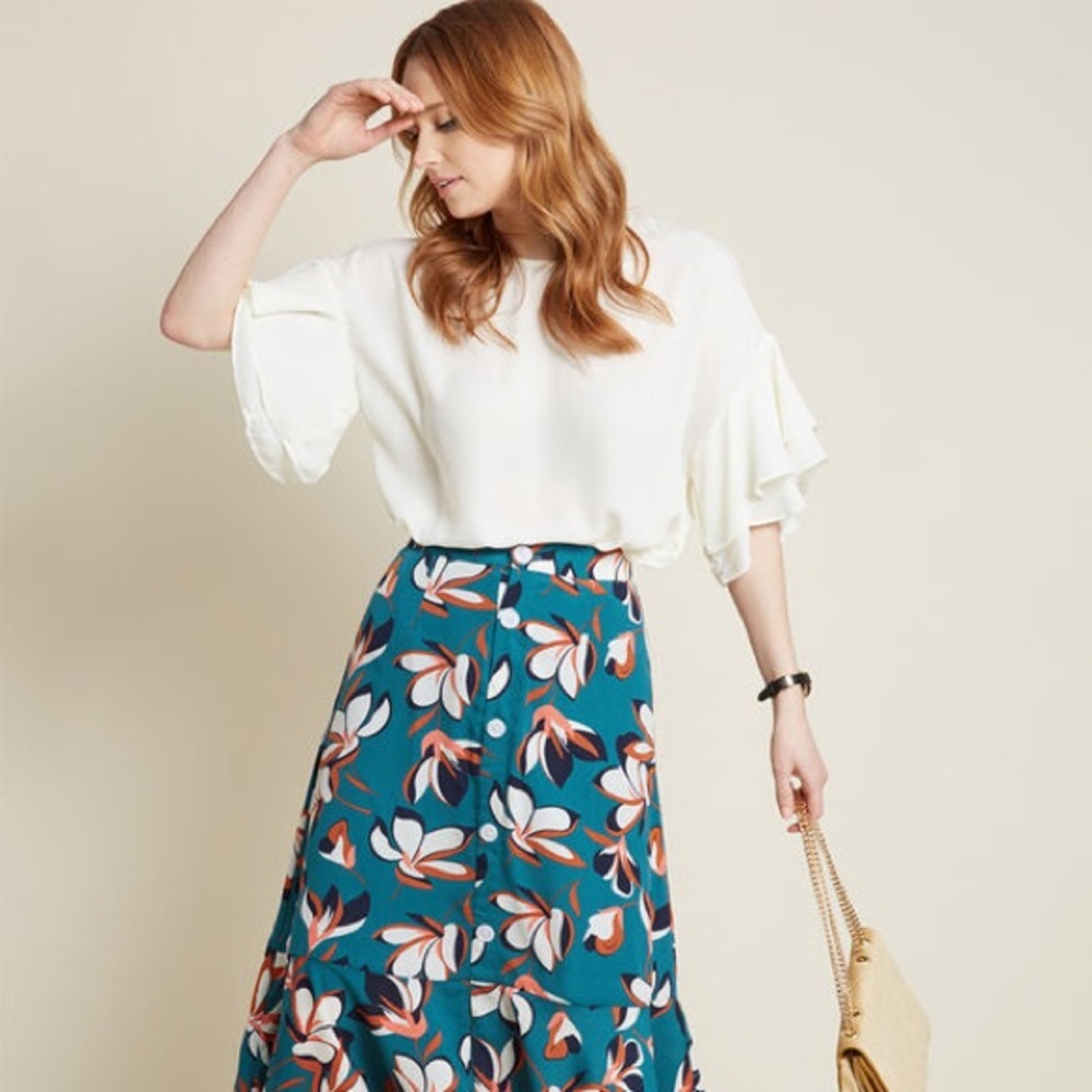 MODCLOTH Radiant Array Ruffled A-Line Skirt